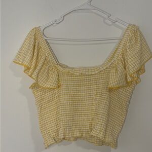 Maeve Ruffled Smocked Tank Top  Sz L Butter Yellow MilkMaid Coquette Cottagecore
